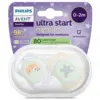 Image de Avent Sucette Ultra Start Nuit 0-2M Pastelle silicone, sans BPA