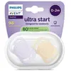 Image de Avent Sucette Ultra Start jour 0-2M Uni Pastelle x2 silicone, sans BPA