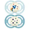Image de MAM Sucettes perfect nuit tend 18+ silicone Motifs Avion et Etoiles x2