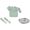 Image de Coffret cadeau set repas couverts et bavoir Vert Sauge