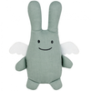 Image de Peluche en coton bio ange lapin vert d'eau + pochette en coton (20 cm)