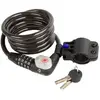Image de Antivol câble spirale avec combinaison avec lumière led et support Messingschlager M-wave Noir 180 cm x 10 mm