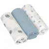 Image de Lot de 3 langes doux Tiny Team bleu (80 x 80 cm)