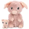 Image de Peluche Barbekiou maman et bébé Les Ptipotos Rose (25 cm)