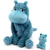 Image de Peluche Bibou l'hippopotame maman et bébé Bleu (27 cm)