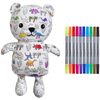 Image de Ours en Peluche à colorier lavable et réutilisable Dino avec 10 feutres (25 cm)
