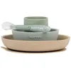 Image de Coffret repas en silicone sable-vert (4 pièces)