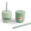 Image de Lot de 2 gobelets à paille en silicone Playground Vert