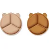 Image de Lot de 2 assiettes à compartiments ventouse Stacy Mustard tuscany rose mix