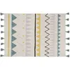 Image de Tapis lavable azteca naturel vintage bleu (120 x 160 cm)