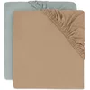Image de Lot de 2 draps housses en jersey Sea Green-Biscuit (60 x 120 cm)