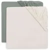 Image de Lot de 2 draps housses en jersey Sea Green-Ivory (40 x 80 cm)