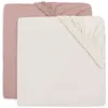 Image de Lot de 2 draps housses en jersey Wild Rose-Ivory (60 x 120 cm)