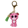 Image de Animal en peluche TY Mini Boo's Clip Glamour Le Léopard Rose 10 cm