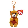 Image de Porte-clés en peluche TY Beaniee Bellies Clip Duncan L'ours Marron