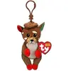 Image de Ty, Porte-clés, Beanie Bellies Juno   Schlüsselanhänger mit braunem Rentier, 8,5 cm, Marron