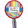 Image de Magni P33521 - Pinata Pull Birthday Brights papier / plastique 45 x 45 x 8,2 cm, Décoration (4 pcs)