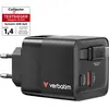 Image de Verbatim GaN Charger Retractable Cable (65 W), Chargeur USB, Noir