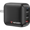 Image de Verbatim Mini GaN Charger 100W 3Port US/EU/UK ADP 32230 (100 W, 3 ports), Chargeur USB, Noir, Gris