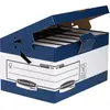 Image de Fellowes, Boîte de rangement, BANKERS BOX SYSTEM Boîte d'archives à couvercle rabattable Maxi ERGO-Stor, bleue, en carton 100% (39 cm)