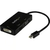 Image de StarTech Adaptateur Mini DisplayPort vers HDMI / DVI / VGA - Convertisseur mDP 3-en-1 - 1920x1200/1080p - (DVI, VGA, HDMI, 10 cm), Adaptateur données + vidéo, Noir