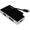 Image de StarTech Adaptateur graphique USB-C vers VGA, DVI, HDMI (DVI, VGA, HDMI, 11 cm), Adaptateur données + vidéo, Noir, Argent