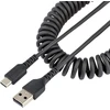 Image de StarTech.com 1m USB A naar C Laadkabel, Zwart, Robuuste Fast Charge & Sync Spiraalkabel, Hoogwaardig