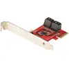 Image de StarTech com 4P6G-PCIE-SATA-CARD, PCIe, SATA, PCIe 3.0, Rouge, ASMedia - ASM1164, 6 Gbit/s, Contrôleur mémoire