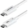 Image de StarTech .com TBLT5MM1M240WWH, Mâle, Mâle, 1 m, Blanc, Nickel, 120 Gbit/s (1 m, Thunderbolt 3, Thunderbolt 4, USB 4, 240 W), Câble USB