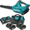 Image de Makita, Aspirateur + souffleur à feuilles, Laubbläser 36V => 2X 18V Li-Ion 5Ah (4 Akkus), schwarz, blau, dub362pt4 (Fonctionnement sur batterie, Souffleur de feuilles)