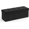 Image de Songmics, Banc, Sitzbank Sitztruhe Stauraum Klappbar Stabil Wohnzimmer Tintenschwarz (110 cm)