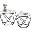 Image de Vasagle, Table basse, Ensemble de tables basses en bois blanc (50 x 50 x 40 cm)