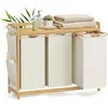 Image de Songmics, Panier à linge, Panier à linge en bambou 3 compartiments (150 l)