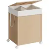 Image de Songmics, Panier à linge, Wäschekorb Rattan-Optik mit Deckel naturbeige (100 l)