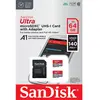 Image de SANDISK Ultra mit Adapter (2-Pack) (64 Go, microSDXC, U1, UHS-I), Carte mémoire, Rouge, Gris