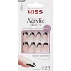 Image de KISS, Nail art + faux ongles, Adhesive nails Salon Acrylic French Color - Flame 28 pcs (Colle à ongles, Noir foncé)