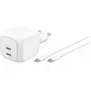 Image de Belkin BoostCharge Pro avec câble USB-C (50 W, 2 ports), Chargeur USB, Blanc