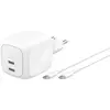 Image de Belkin BoostCharge 67 W Dual USB-C avec PD, câble USB-C inclus (67 W, 2 ports), Chargeur USB, Blanc