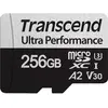 Image de Transcend Carte SD microSD SDXC USD340S avec adaptateur (256 Go, microSDXC, U3, UHS-I), Carte mémoire, Noir, Gris