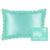 Image de Slip Pure Silk Queen Pillowcase with Scalloped Edge - Turquoise Kussen