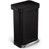 Image de Simplehuman Poubelle à pédale 45 l, noir mat, Poubelle, Noir