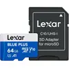 Image de Lexar MEMORY MICRO SDXC 64GB UHS-I/W/A LMSBLPL064G-BNANG (64 Go, microSDXC, U1, UHS-I), Carte mémoire, Bleu, Noir, Argent