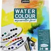 Image de Pebeo, Peinture loisirs créatifs, Kit Complet Boite Ovale 24 demi godets aquarelle Fine + Accessoires