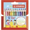 Image de Stabilo, Écriture + dessin, Trio épais court Crayon de couleur triangulaire (12x)