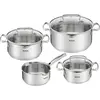 Image de Tefal Duetto Plus set de casseroles, 7 pièces, batterie de cuisine en acier inoxydable avec graduations, Set de poêles et de casseroles, Argent