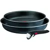 Image de Tefal Ingenio So'Light Set de 3 poêles (L72391), Poêles 24/28cm + 1 poignée, Set de poêles et de casseroles, Gris, Noir