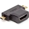 Image de D2 Diffusion Adaptateur compatible Micro HDMI mâle (Type D) et Mini HDMI mâle (Type C) vers HDMI femelle (Type A), Adaptateur données + vidéo, Noir