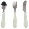 Image de Beaba, Vaisselle + couverts pour enfants, Lernset Inox (Löffel-Gabel-Messer) grüngrau