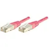 Image de Exertis Connect Câble de raccordement S/FTP, PiMF, CAT.6, rose, 0,3 m Câble de raccordement avec protection contre (PiMF, S/FTP, CAT6, 0.30 m), Câble réseau