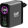 Image de Port Designs Port WALL GaN2 CHARGER USB-C & USB-A 140W CtoC CABLE 2m (140 W, 3 ports), Chargeur USB, Noir
